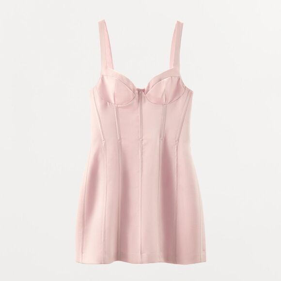 NWTβZARA SATIN SHORT DRESS Pink - Picture 7 of 13